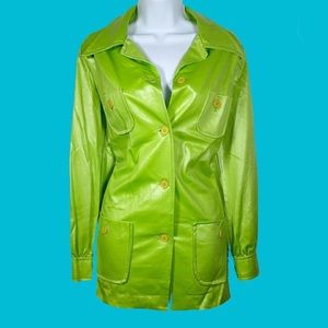 Vintage Ceeb of Miami shiny green button up lightweight jacket